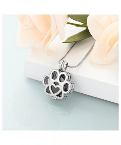 Pet Cremation Jewelry Dog Paw Urn Necklace for Ashes for Women Men of Loved Ones Memorial Locket Pendant Black $11.54 Others