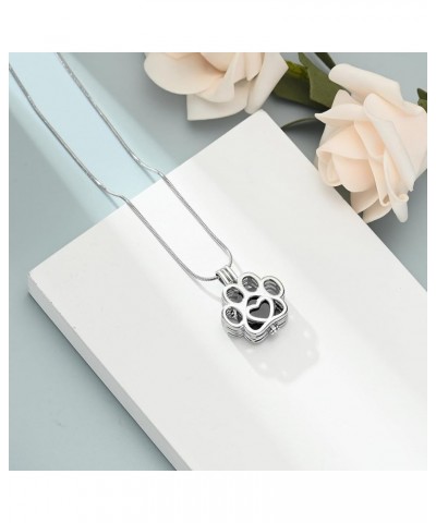 Pet Cremation Jewelry Dog Paw Urn Necklace for Ashes for Women Men of Loved Ones Memorial Locket Pendant Black $11.54 Others