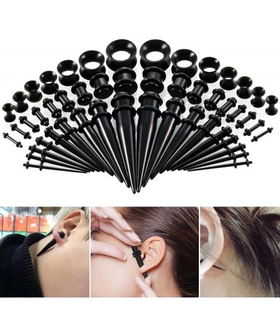 50 Pieces Ear Stretching Kit 14G-00G, Acrylic Tapers Plugs and Silicone Tunnels, Ear Gauges Expander Set Body Piercing Jewelr...