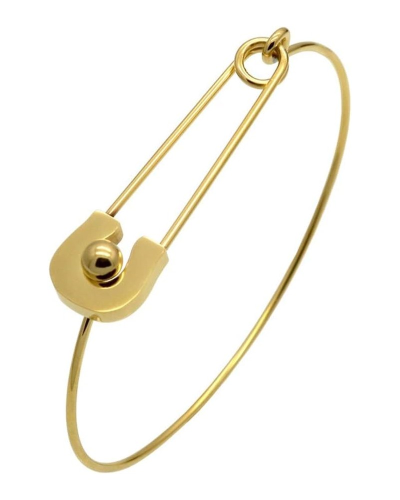 Fashion Safety Pin Hook Bangle Bracelet, Vintage Punk Classic Simple Love Bracelet Jewelry Unisex Gold $9.34 Bracelets