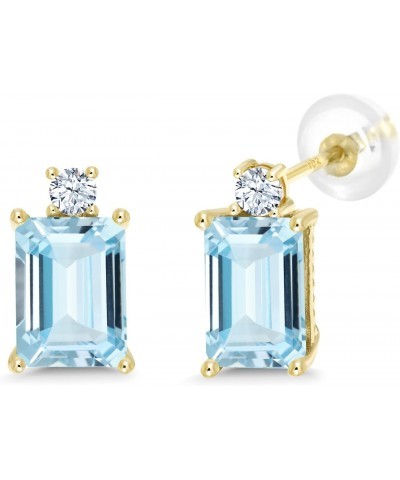 10K Yellow Gold Sky Blue Aquamarine Women Earrings (2.90 Cttw, Gemstone Birthstone, Emerald Cut 8X6MM) $118.80 Earrings