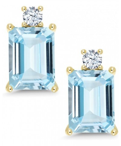 10K Yellow Gold Sky Blue Aquamarine Women Earrings (2.90 Cttw, Gemstone Birthstone, Emerald Cut 8X6MM) $118.80 Earrings