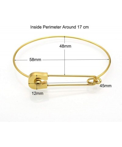 Fashion Safety Pin Hook Bangle Bracelet, Vintage Punk Classic Simple Love Bracelet Jewelry Unisex Gold $9.34 Bracelets