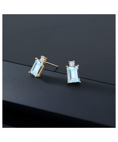 10K Yellow Gold Sky Blue Aquamarine Women Earrings (2.90 Cttw, Gemstone Birthstone, Emerald Cut 8X6MM) $118.80 Earrings