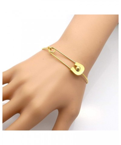 Fashion Safety Pin Hook Bangle Bracelet, Vintage Punk Classic Simple Love Bracelet Jewelry Unisex Gold $9.34 Bracelets