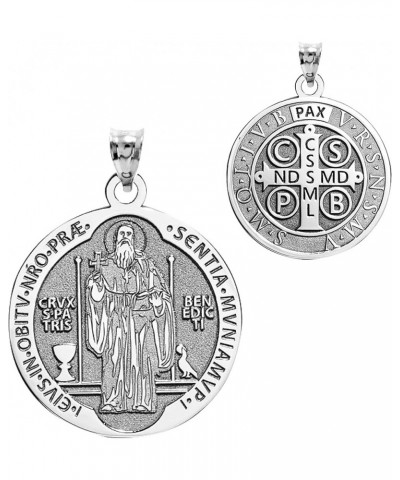 Saint Benedict Religious Medal - in Sterling Silver, 10K, or 14K Gold 2/3 x 2/3 Inch Medal With Engraving Solid 10k White Gol...