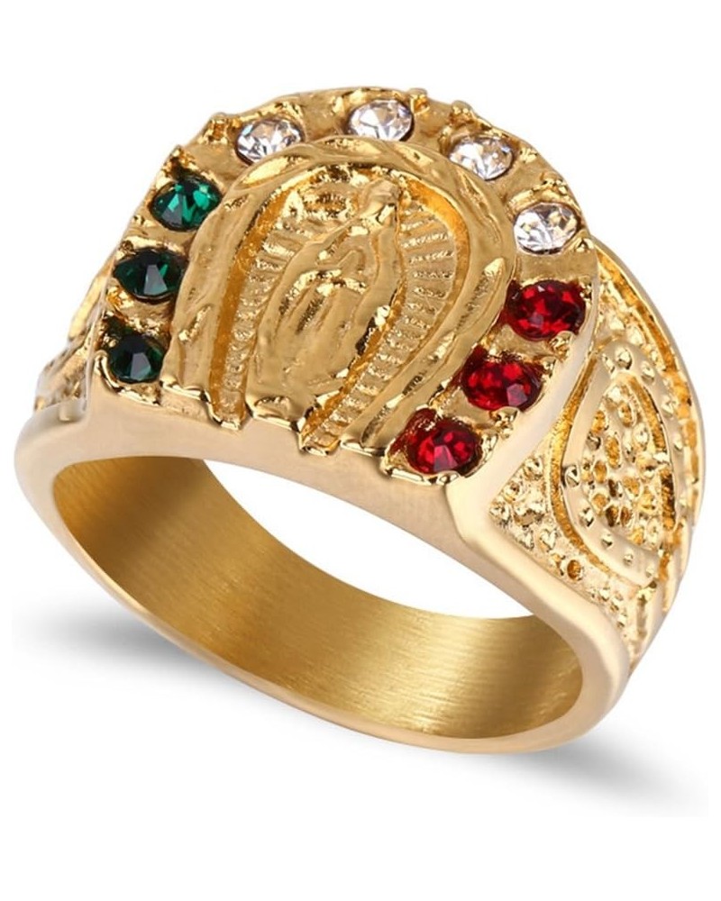 Gold Plating Cubic Zirconia Religious Our Lady of Guadalupe Virgin Mary Ring Religious Ring $11.14 Rings