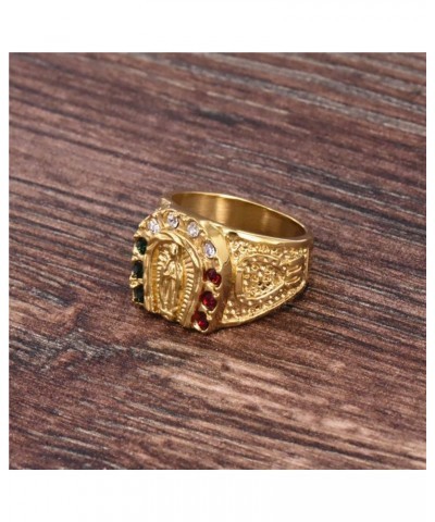 Gold Plating Cubic Zirconia Religious Our Lady of Guadalupe Virgin Mary Ring Religious Ring $11.14 Rings