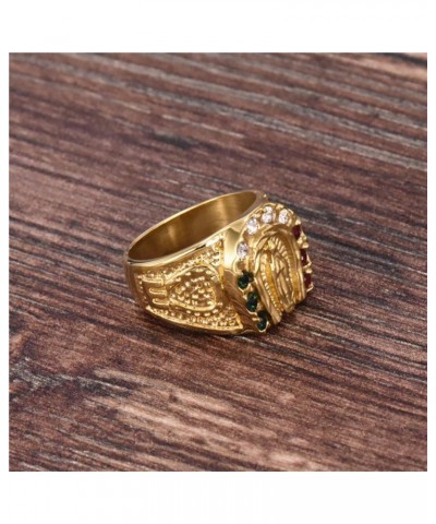 Gold Plating Cubic Zirconia Religious Our Lady of Guadalupe Virgin Mary Ring Religious Ring $11.14 Rings