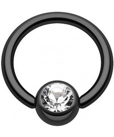 Colorline PVD Gem Ball Captive Bead Ring Size: 14GA, Length: 10mm, Ball Size: 5mm, Black/Clear $8.50 Body Jewelry