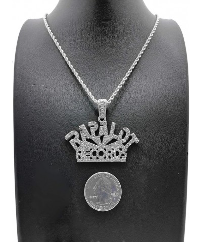 Hip Hop White Gold Plated Iced RAP A LOT RECORDS Pendant & 18" 20" 24" Cuban Rope Box Chain Bling Necklace 24" Rope Chain $10...