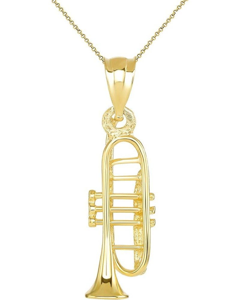 14k Gold Trumpet Horn Charm Pendant Necklace 22.0 Inches Yellow Gold $64.59 Necklaces