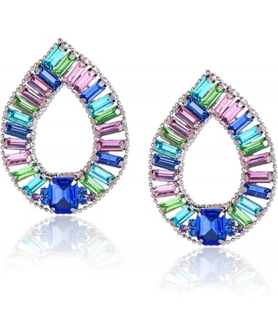 Gorgeous Multi Color Gemstone Ear Studs Sparkling Earring in Multi Colors Statement Earring for Women Girls I $11.54 Earrings