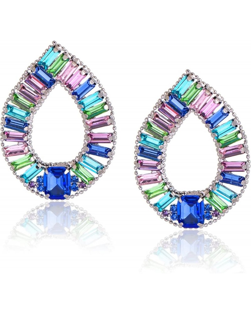 Gorgeous Multi Color Gemstone Ear Studs Sparkling Earring in Multi Colors Statement Earring for Women Girls I $11.54 Earrings