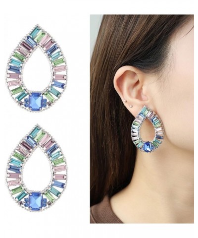 Gorgeous Multi Color Gemstone Ear Studs Sparkling Earring in Multi Colors Statement Earring for Women Girls I $11.54 Earrings