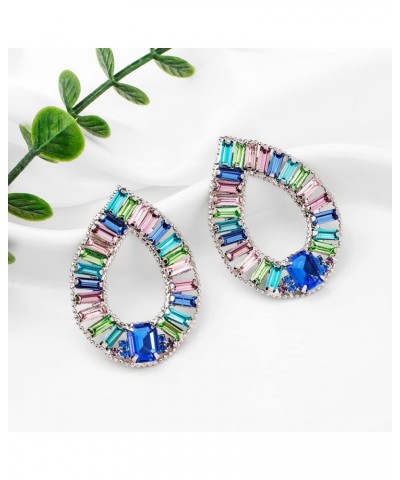 Gorgeous Multi Color Gemstone Ear Studs Sparkling Earring in Multi Colors Statement Earring for Women Girls I $11.54 Earrings