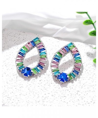 Gorgeous Multi Color Gemstone Ear Studs Sparkling Earring in Multi Colors Statement Earring for Women Girls I $11.54 Earrings