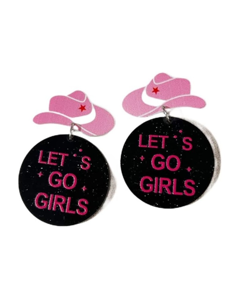 Western Cowboy Hat Dangle Drop Earrings for Women Bling Shiny Disco Earrings Country Cowgirl Let's Go Girls Vacation Earrings...