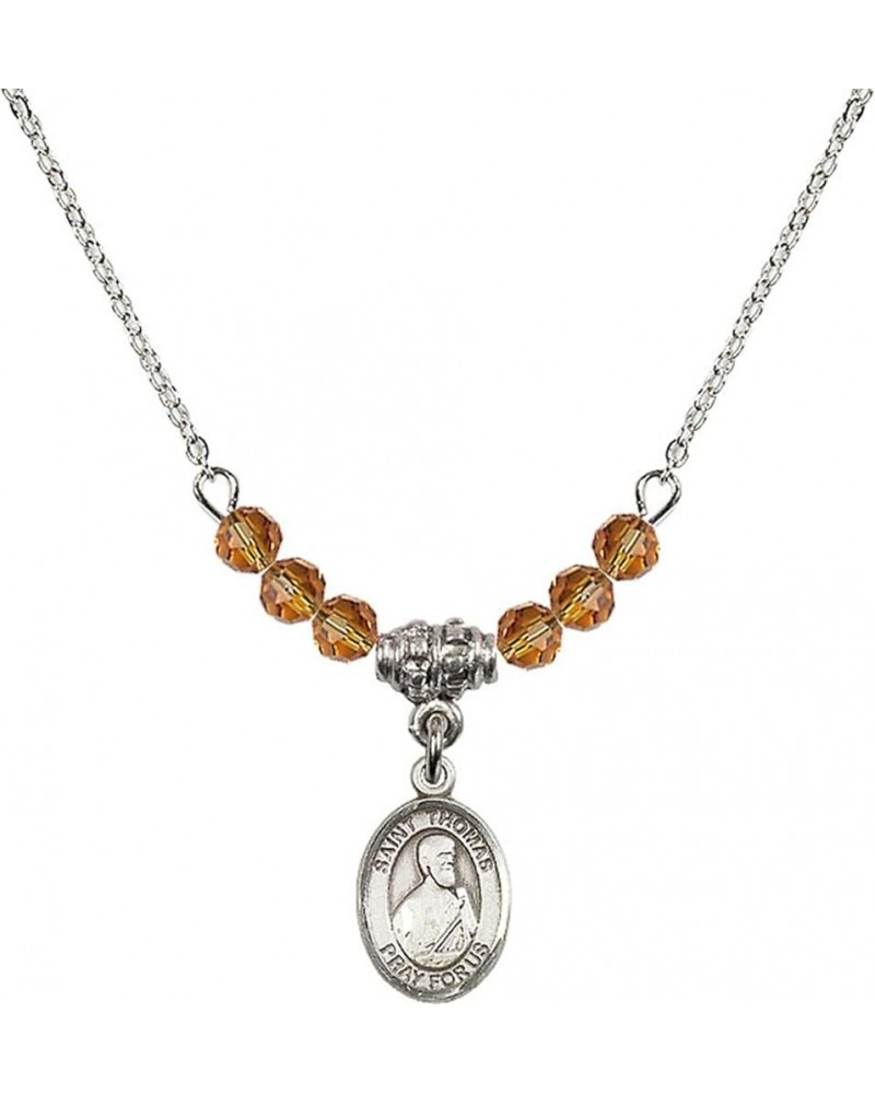 November Birth Month Bead Necklace with Catholic Patron Saint Petite Charm, 18 Inch Saint Thomas the Apostle $32.44 Necklaces