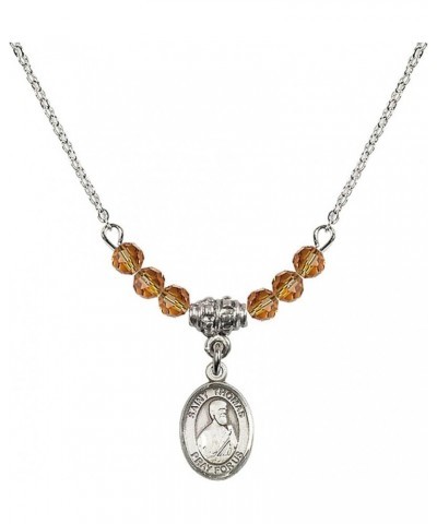 November Birth Month Bead Necklace with Catholic Patron Saint Petite Charm, 18 Inch Saint Thomas the Apostle $32.44 Necklaces