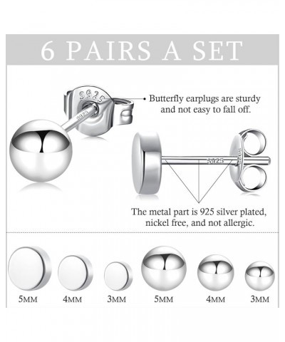 3 Pairs 925 Sterling Silver Stud Earrings for Women Tiny Cartilage Stud Earrings14K White Gold Plated Dainty Small Studs Earr...