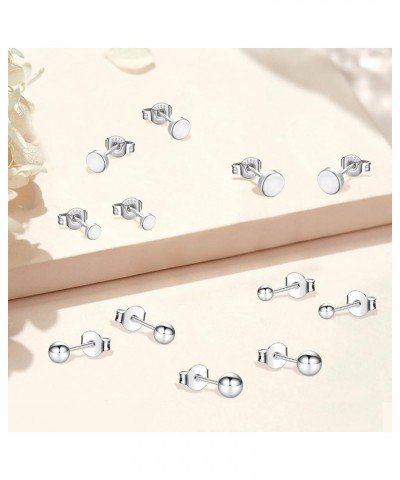 3 Pairs 925 Sterling Silver Stud Earrings for Women Tiny Cartilage Stud Earrings14K White Gold Plated Dainty Small Studs Earr...