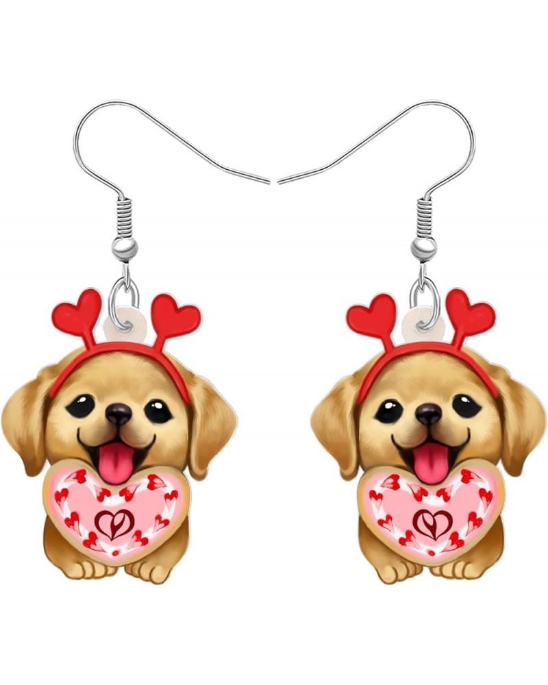 Valentines Day Gifts Acrylic Heart Labrador Retriever Dog Earrings Dangle Drop Puppy Pets Jewelry for Women Girls Kids Dog Lo...