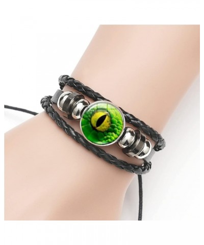 Retro Cat Dragon Eyes Bracelet Cuff Multilayer Woven Beaded Leather Animal Eyes Bracelet for Women Girls Fashion Time Gems Ey...