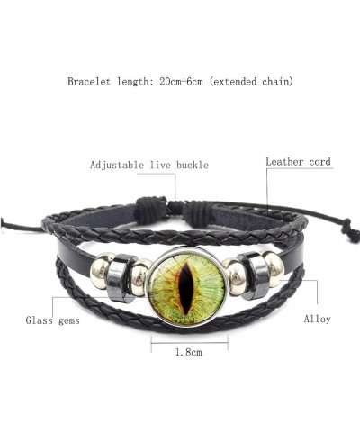 Retro Cat Dragon Eyes Bracelet Cuff Multilayer Woven Beaded Leather Animal Eyes Bracelet for Women Girls Fashion Time Gems Ey...