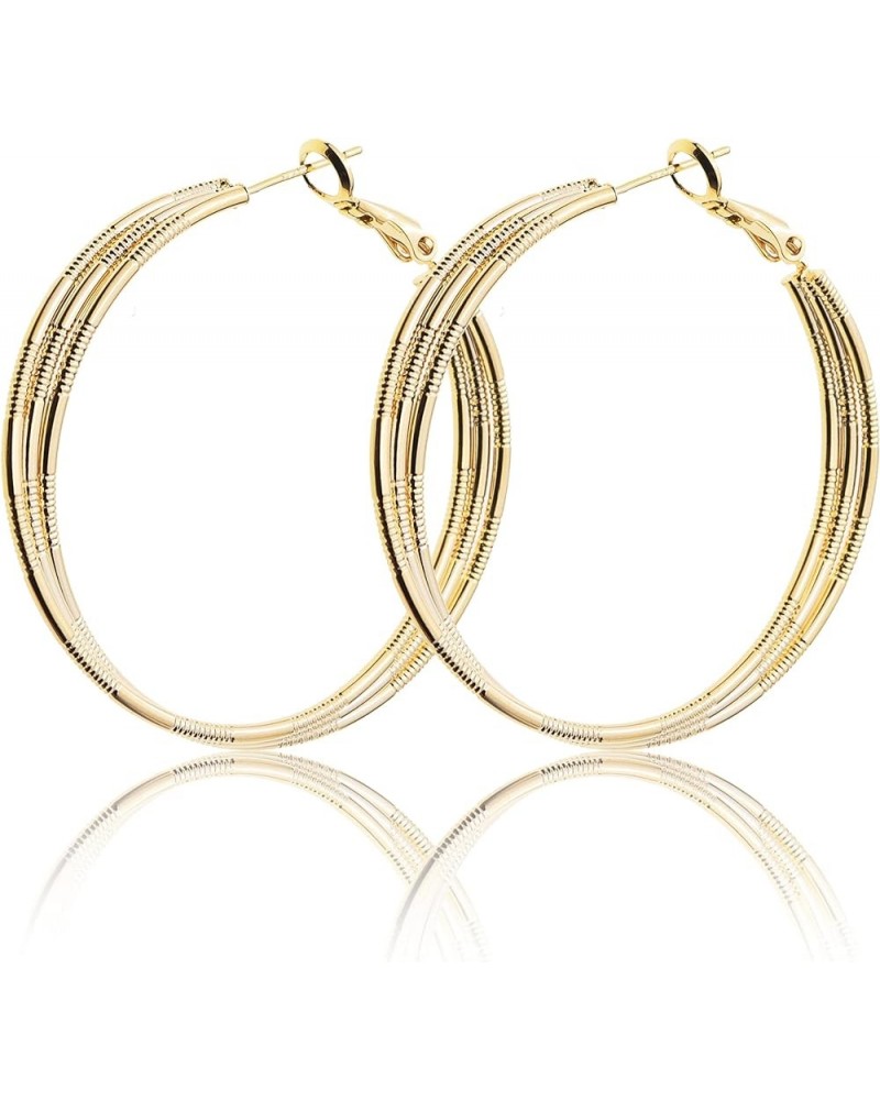 Large Gold Hoop Earrings for Women Girls – Dainty Minimalist 14k gold plated Sensitive Ears Hypoallergenic Huggie Plug Hippie...