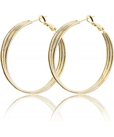 Large Gold Hoop Earrings for Women Girls – Dainty Minimalist 14k gold plated Sensitive Ears Hypoallergenic Huggie Plug Hippie...