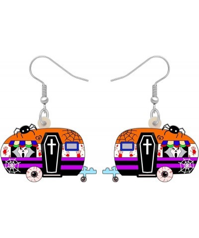 Acrylic Drop Dangle Cartoon Funny Camper Van's Camping Car Earrings Jewelry For Women Girls Kids Floral $6.47 Earrings