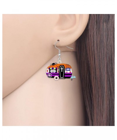 Acrylic Drop Dangle Cartoon Funny Camper Van's Camping Car Earrings Jewelry For Women Girls Kids Floral $6.47 Earrings