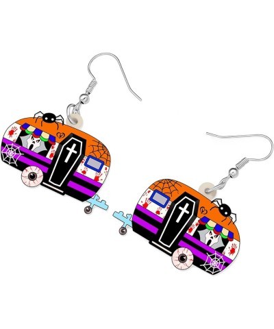 Acrylic Drop Dangle Cartoon Funny Camper Van's Camping Car Earrings Jewelry For Women Girls Kids Floral $6.47 Earrings