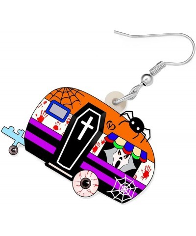 Acrylic Drop Dangle Cartoon Funny Camper Van's Camping Car Earrings Jewelry For Women Girls Kids Floral $6.47 Earrings