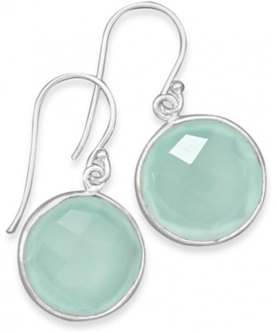 Sterling Silver Sea Green Chalcedony Earrings Round Drop $20.23 Earrings