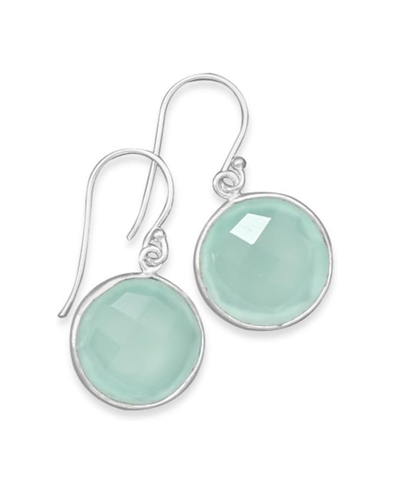 Sterling Silver Sea Green Chalcedony Earrings Round Drop $20.23 Earrings