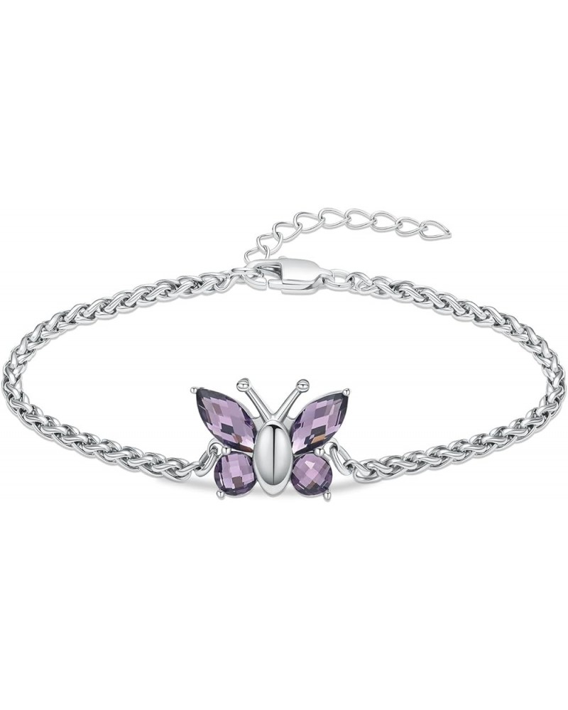 Butterfly Cremation Jewelry Urn Bracelet for Ashes Memorial Lockets Pendant Funeral Keepsake Jewelry for Ashes Silver Purple ...