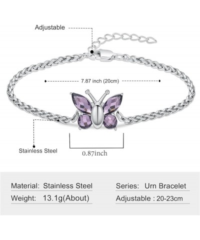 Butterfly Cremation Jewelry Urn Bracelet for Ashes Memorial Lockets Pendant Funeral Keepsake Jewelry for Ashes Silver Purple ...