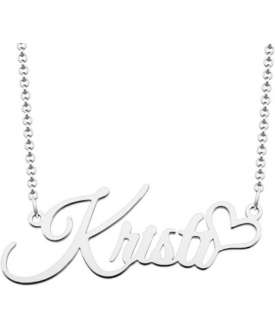 Personalized Name Necklace Custom Gold Name Plate Necklace Sterling Silver Love Heart Pendant Gift Card Kristi $13.04 Necklaces