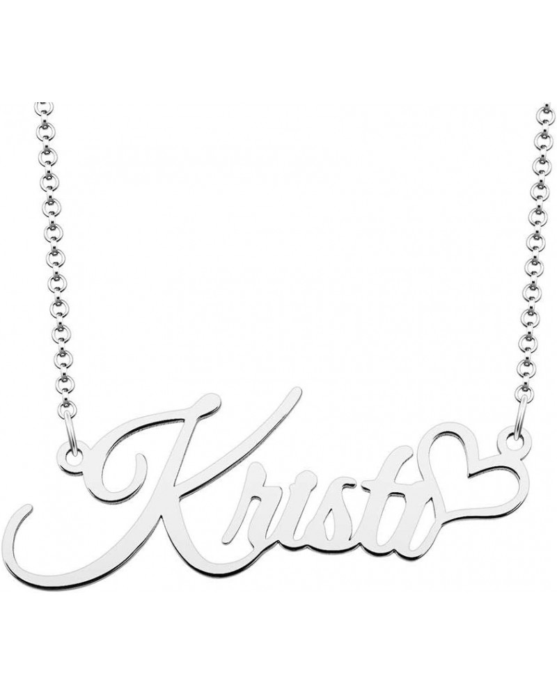 Personalized Name Necklace Custom Gold Name Plate Necklace Sterling Silver Love Heart Pendant Gift Card Kristi $13.04 Necklaces