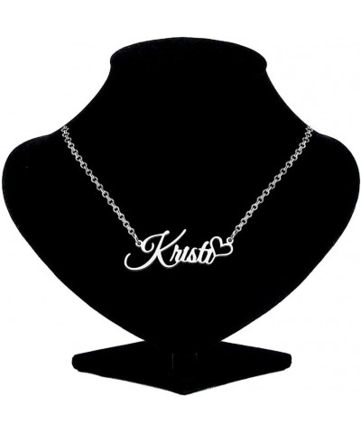 Personalized Name Necklace Custom Gold Name Plate Necklace Sterling Silver Love Heart Pendant Gift Card Kristi $13.04 Necklaces