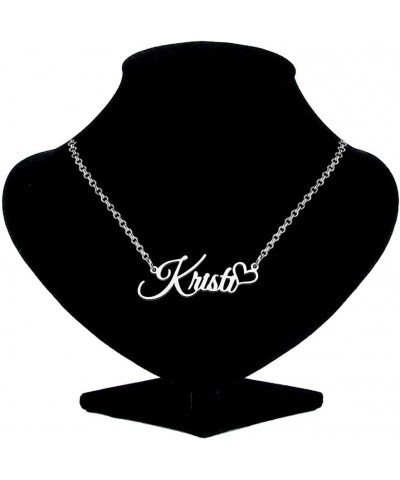 Personalized Name Necklace Custom Gold Name Plate Necklace Sterling Silver Love Heart Pendant Gift Card Kristi $13.04 Necklaces