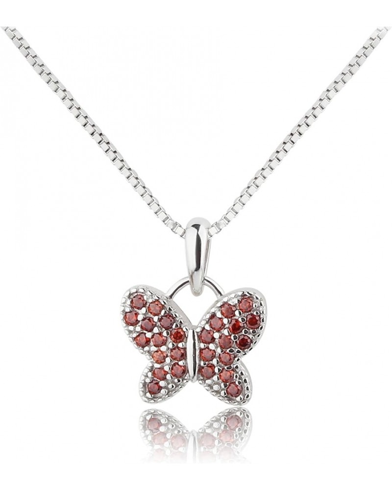 Girl's Sterling Silver Butterfly CZ Birthstone Necklace for Toddlers, Little Girls, Teens, or Women 01-January 16-18 inch $19...