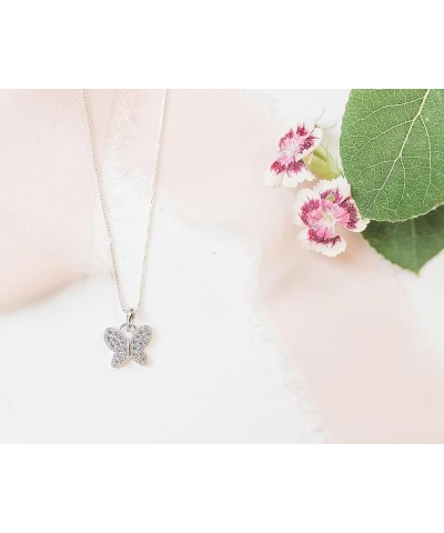 Girl's Sterling Silver Butterfly CZ Birthstone Necklace for Toddlers, Little Girls, Teens, or Women 01-January 16-18 inch $19...