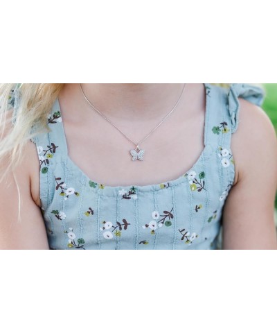 Girl's Sterling Silver Butterfly CZ Birthstone Necklace for Toddlers, Little Girls, Teens, or Women 01-January 16-18 inch $19...