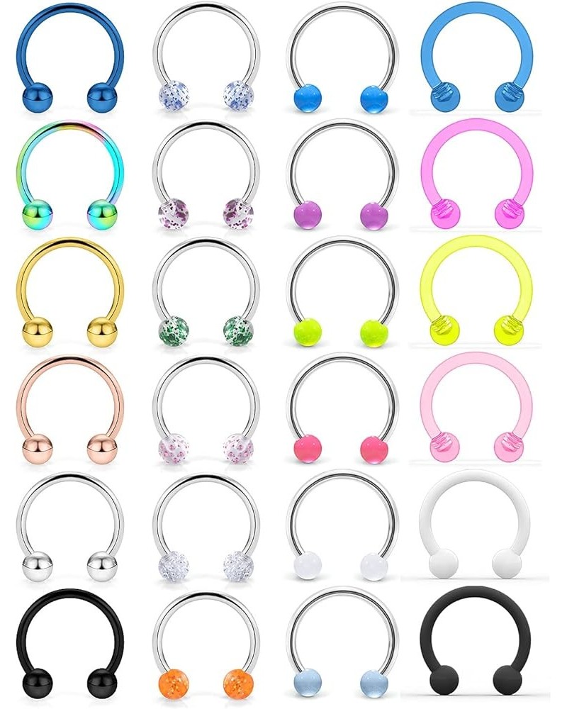 16G 14G Surgical Steel Horseshoe Nose Septum Rings Piercing Jewelry Cartilage Helix Tragus Earring Hoop Lip Horseshoe Piercin...