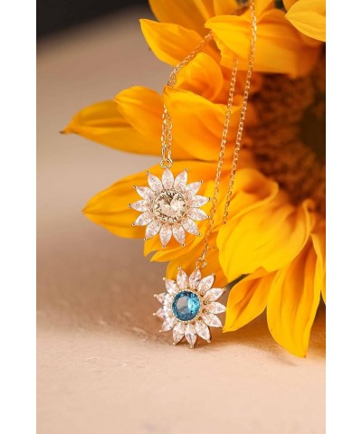 Sunflower Gifts Birthstone Necklace for Women Sterling Silver Cubic Zirconia Sunflower Necklace Birthday Gifts for Women Girl...