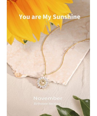 Sunflower Gifts Birthstone Necklace for Women Sterling Silver Cubic Zirconia Sunflower Necklace Birthday Gifts for Women Girl...