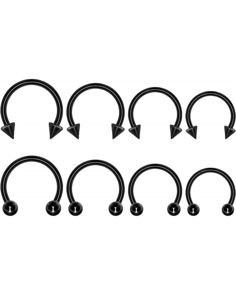 8PCS Body Piercing Jewelry Lot 16G Titanium Nose Septum Lip Cartilage Tragus Eyebrow Industrial Barbell Horseshose Piercing K...